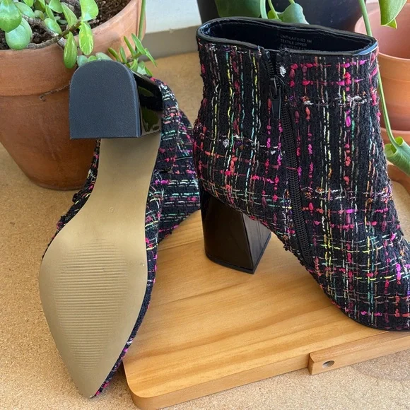 Multicolor Tweed Ankle Boots - Picture 5 of 6